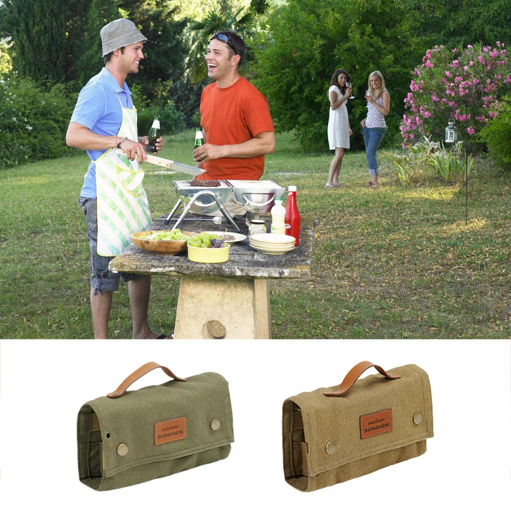 Outdoor Camping SpiceBottle Storage Bags Canvas Foldable Portable BBQ Picnic Barbecue Seasoning SpiceBottle Storage Bag