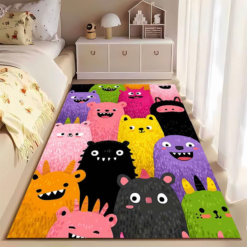 Colorful Cartoon Monster Print suitable as a non-slip mat for the living room or bedroom sofa