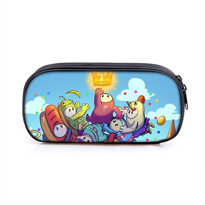 Fall Guys Cartoon Pencil Case For Students With Nylon Material Storage Organizer