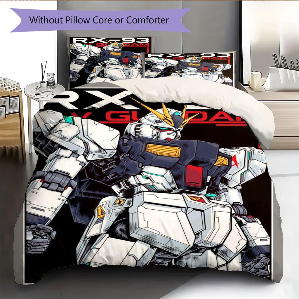 Set Biancheria da Letto 3 Pezzi Mecha Gundam Anime Robot Stampato Copripiumino Con Federe Per Camera da Letto dei Ragazzi