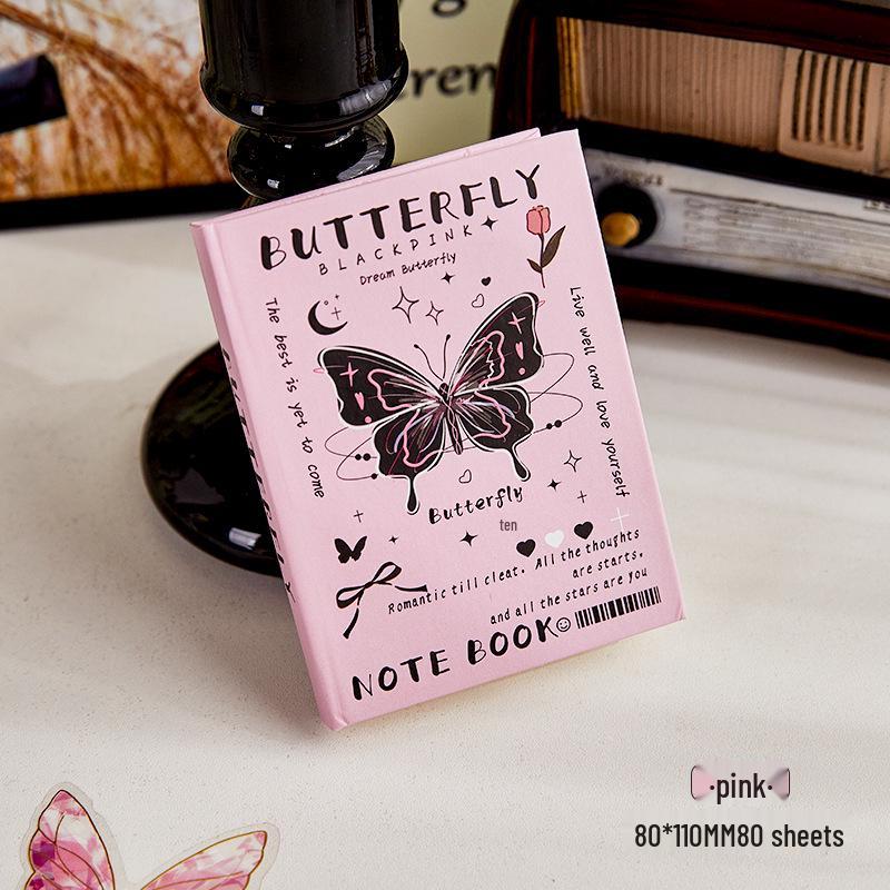 

Mini A7 Butterfly Notebook: Portable Pocket-Sized Handy Wordbook for Girls розовый