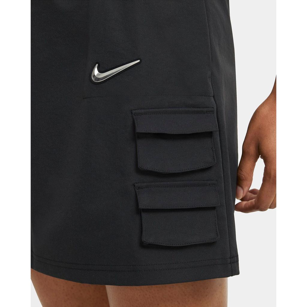 Nike Sportswear Swoosh Solid Color Mid-Rise 3D Logo Pocket Woven Sports Casual Skirt Women Skirts Black CZ8907-010
