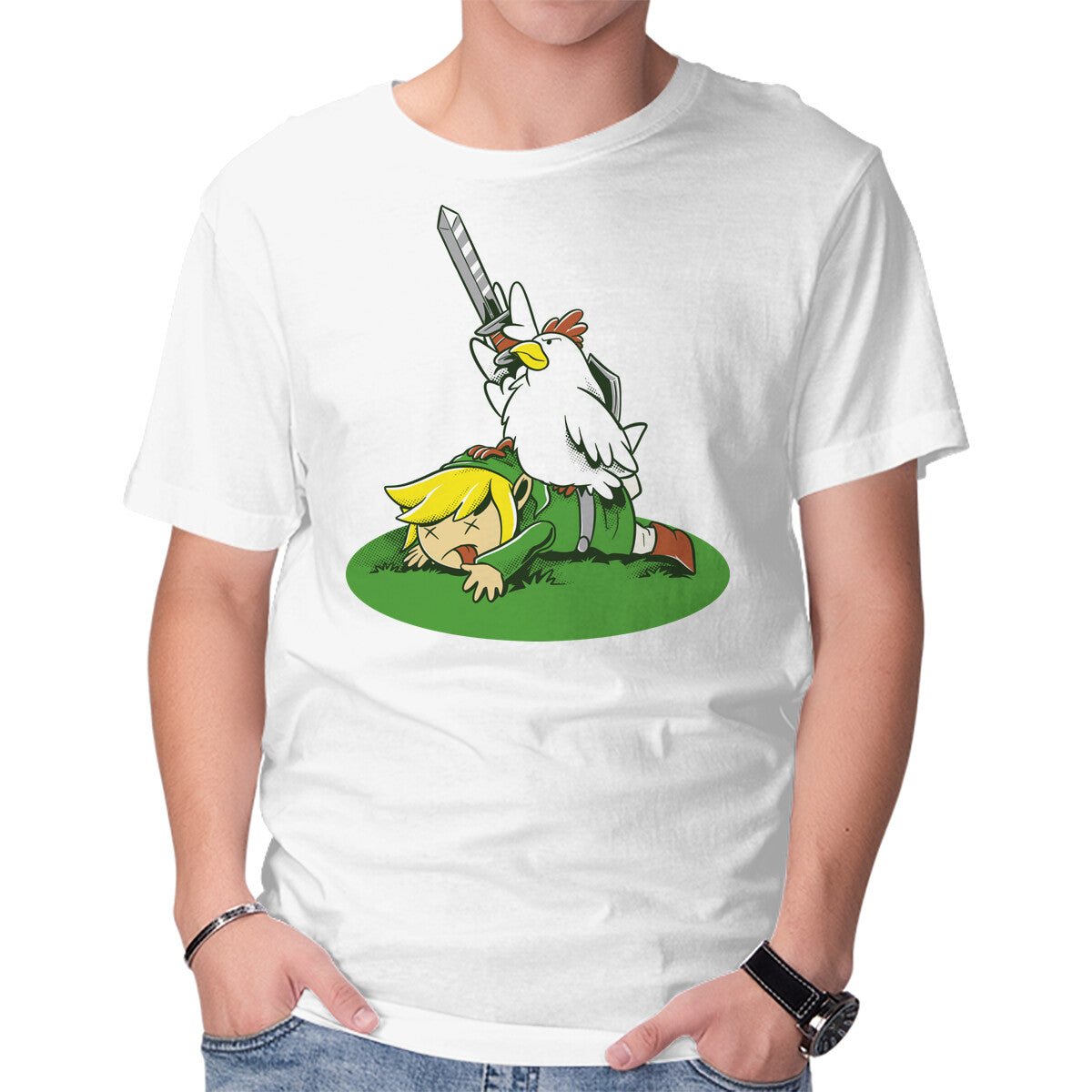 Unisex Crew Neck T-Shirt The Real Savior Chicken Game Graphic Short Sleeve Casual Tee XS