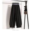 DIMANAF 2026 Plus Size Summer Women Pants Cotton Thin Elastic Waist Oversize Fashion Lady Casual Long Pants Solid Black