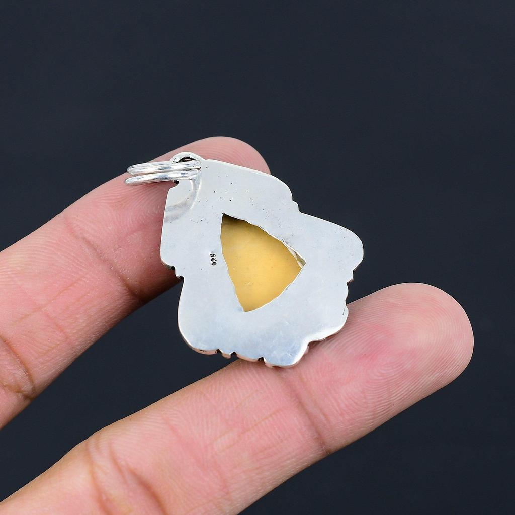 Daughters Day Deal Trillion Mookaite Gemstone Engagement Wife Pendant 925 Silver