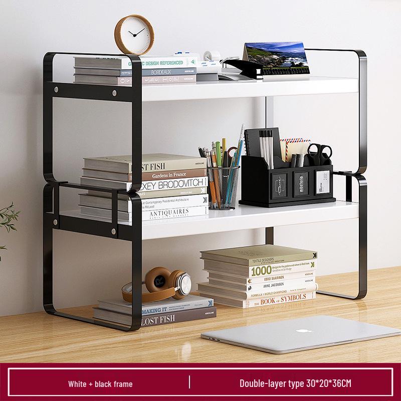 Wrought Iron Desktop Bookshelf for Bedroom, Living Room, or Office - Small, Simple Tabletop Organizer