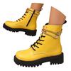 Dicke Sohle Runde Spitze Damen Einfarbige Modische Freizeit Schnürung Mittelhohe Stiefel Glitzernde Gummistiefel für Damen Mittelhoch
