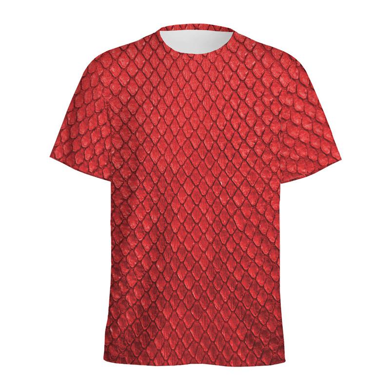 Fashion Snake Scales Pattern T-shirt For Men 3D Printed Animal Skins Graphic Round Neck Tee Shirt