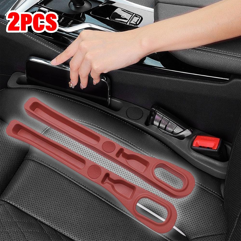 2pc Car Seat Gap Filler Organizer Pu Waterproof Car Seat Gap Plug Strip with 2 Grooves Seat Gap Storage Auto Interior Accessorie