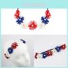 Red White Blue Crystal Flower Crown Headband For Queens Jubilee Costume
