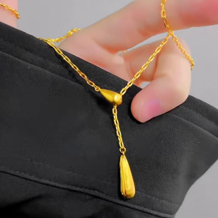 Collier pendentif Tournesol Goutte d'Eau Doré pour Femmes - Tendance, Chaîne de Clavicule Polyvalente avec Pendentif Gland