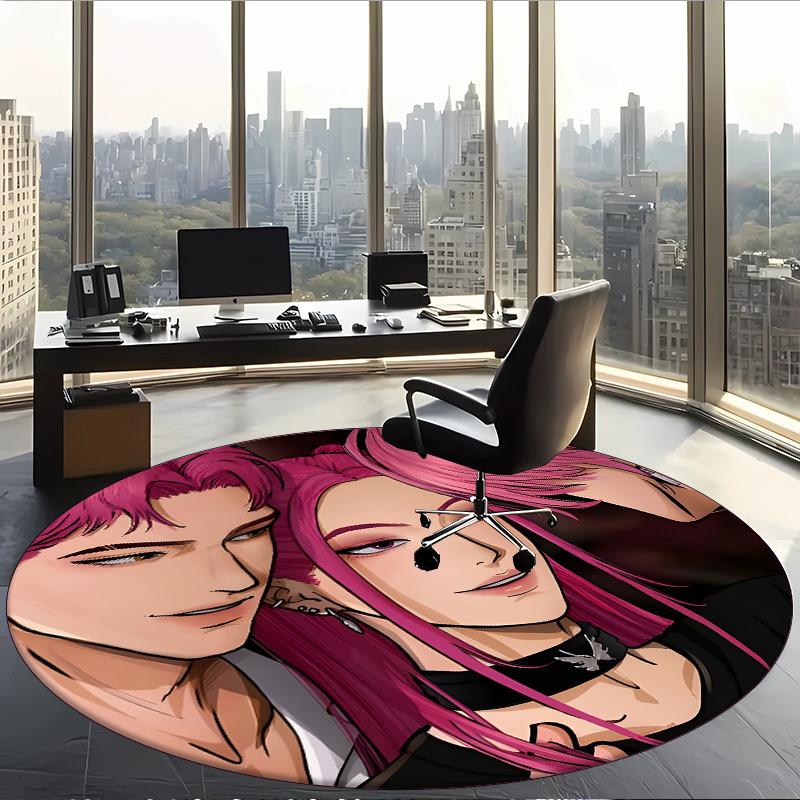 Miromabby (1) Round Office Rug Decorative Floor Rug for Office Bedroom Living Room and Home Space