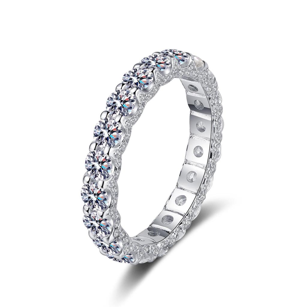 925 Sterling Silver Full Circle Moissanite Ring for Women - Luxury PT950 Gold-Plated Band
