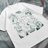 90s Retro Cyberpunk Sci-Fi Anime Girl Oversized White Graphic T-Shirt, Vintage Aesthetic Futuristic Cyborg Character Streetwear