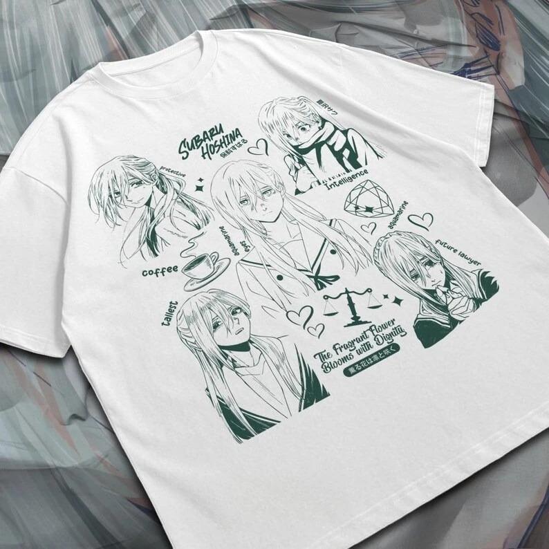90s Retro Cyberpunk Sci-Fi Anime Girl Oversized White Graphic T-Shirt, Vintage Aesthetic Futuristic Cyborg Character Streetwear