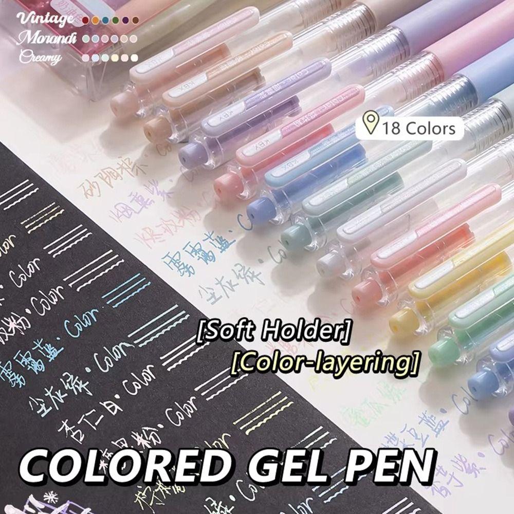 6Colors/Set Press Type Colored Gel Pen Students Diary Marking Drawing Colored Pen Students