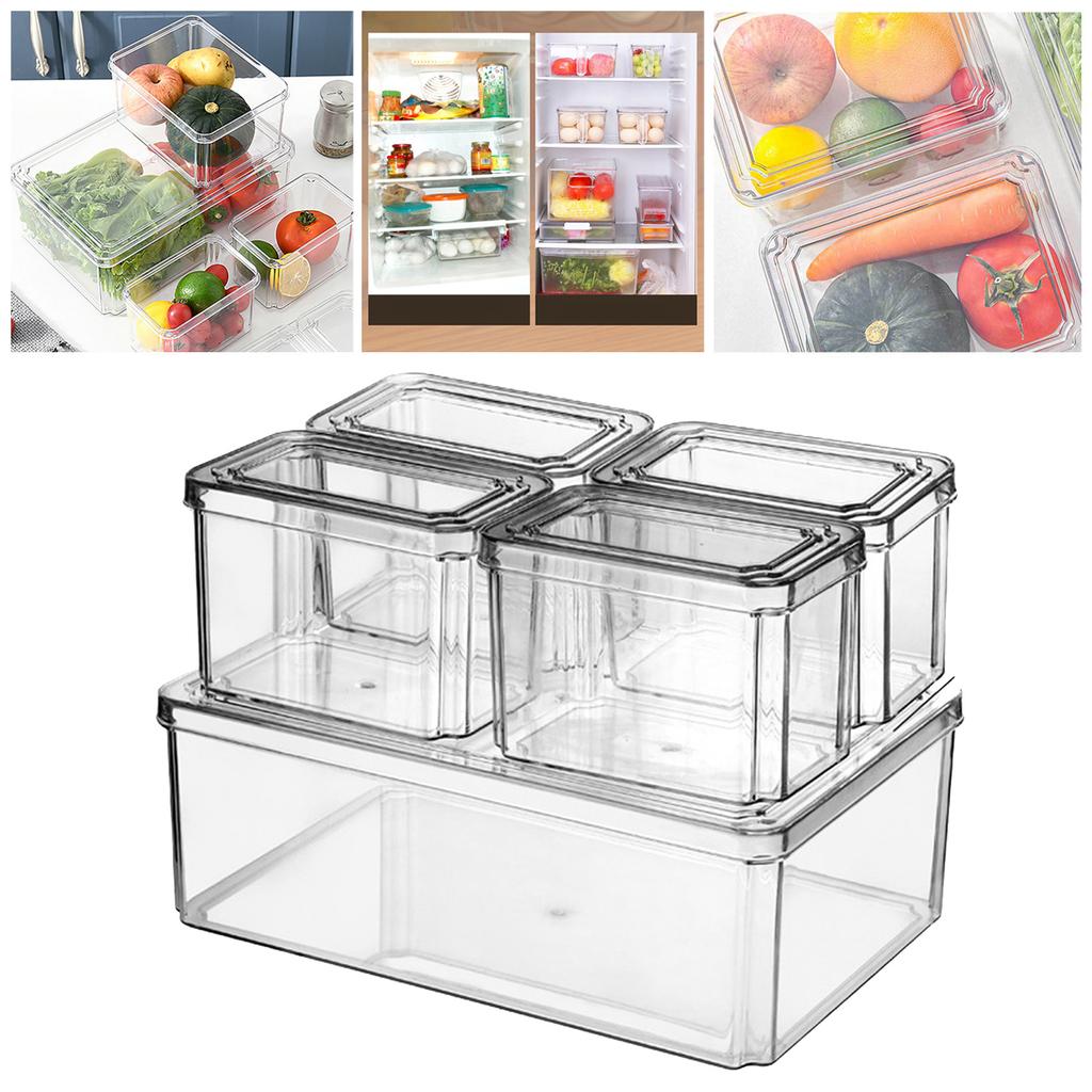Trainsparent Food Storage Box Rectangular Snack Organizer Fresh Keeping Fridge Container Bin