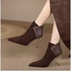 Botas Femininas Fashion Estilo Britânico Moda Costuradas Estilo Retrô Versátil Bico Fino Salto Agulha Temperamento Botas de Moda Feminina de Salto Alto