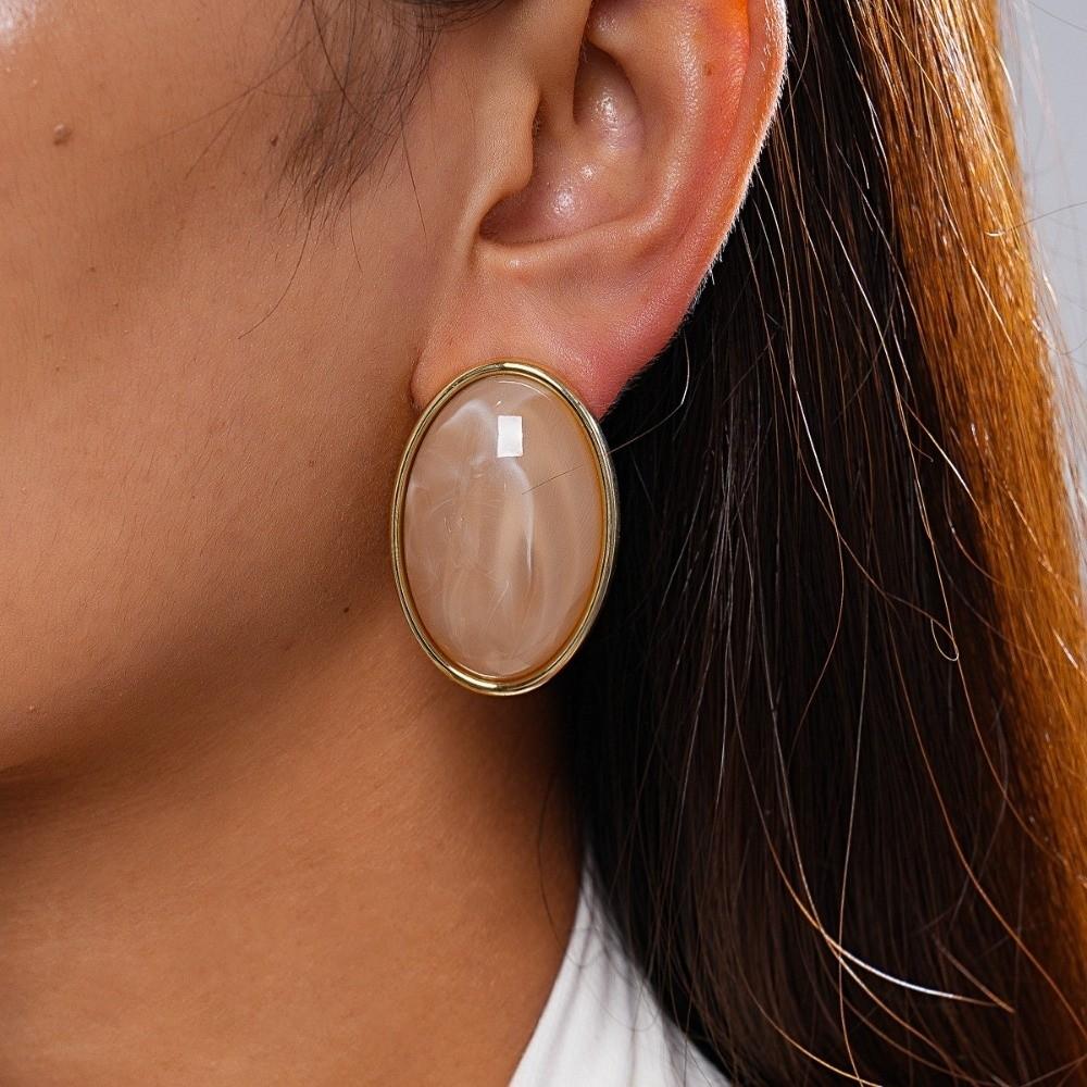 Smooth Surface Oval Stud Earrings Geometric Geometric Earrings Resin Dangle Earrings  For Women
