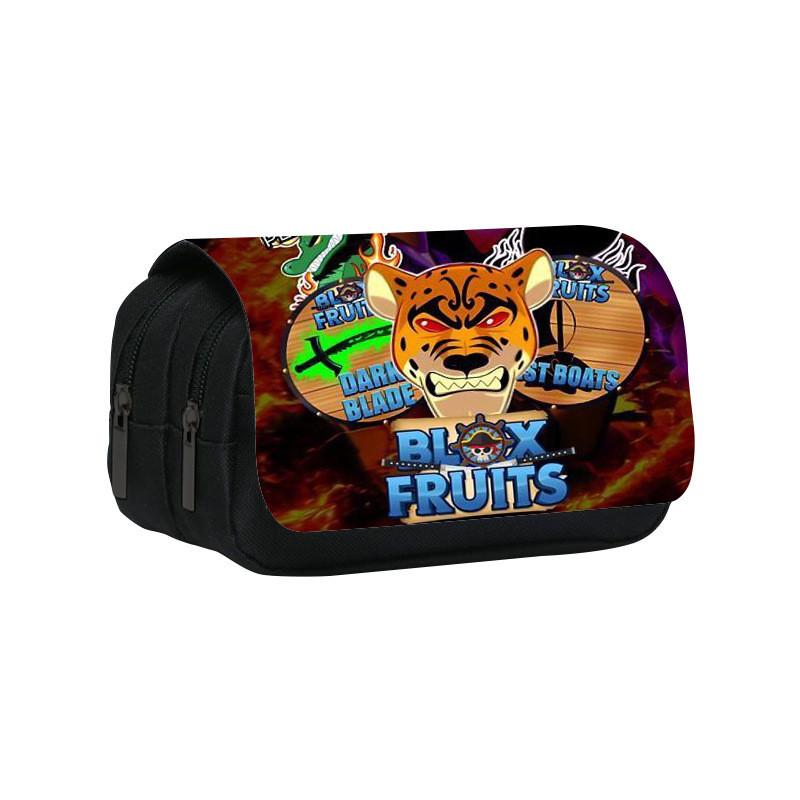 Astuccio Doppio Strato Blox Fruits in Materiale di Nylon per Studenti e Bambini