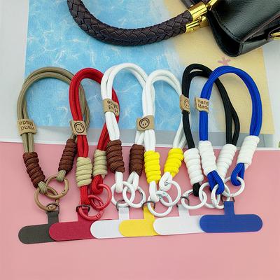 Ins Style Short Solid Color Braided Mobile Phone Case Lanyard Universal Mobile Phone Keychain Ccd Braided Camera Lanyard Wristband