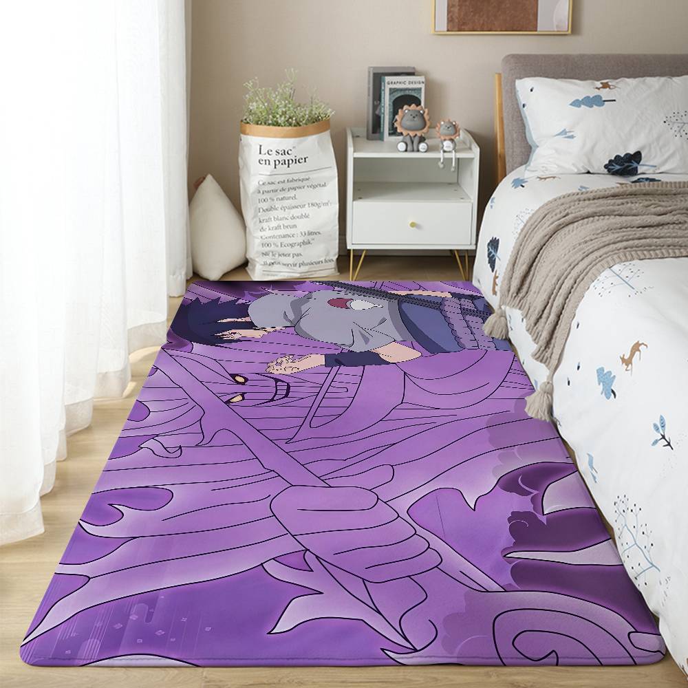 S-Sasuke Uchiha Floor Mat Pattern Printed Flannel Door Mat, Suitable For Bathroom, Living Room, Home Decoration