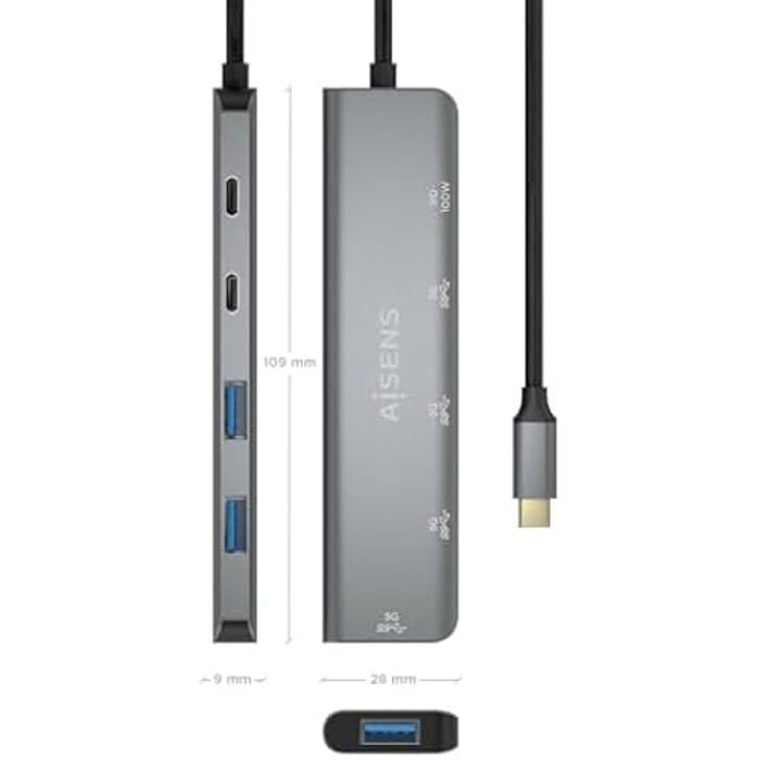 Aisens Hub USB A109-0857 Gris (1 Unité)