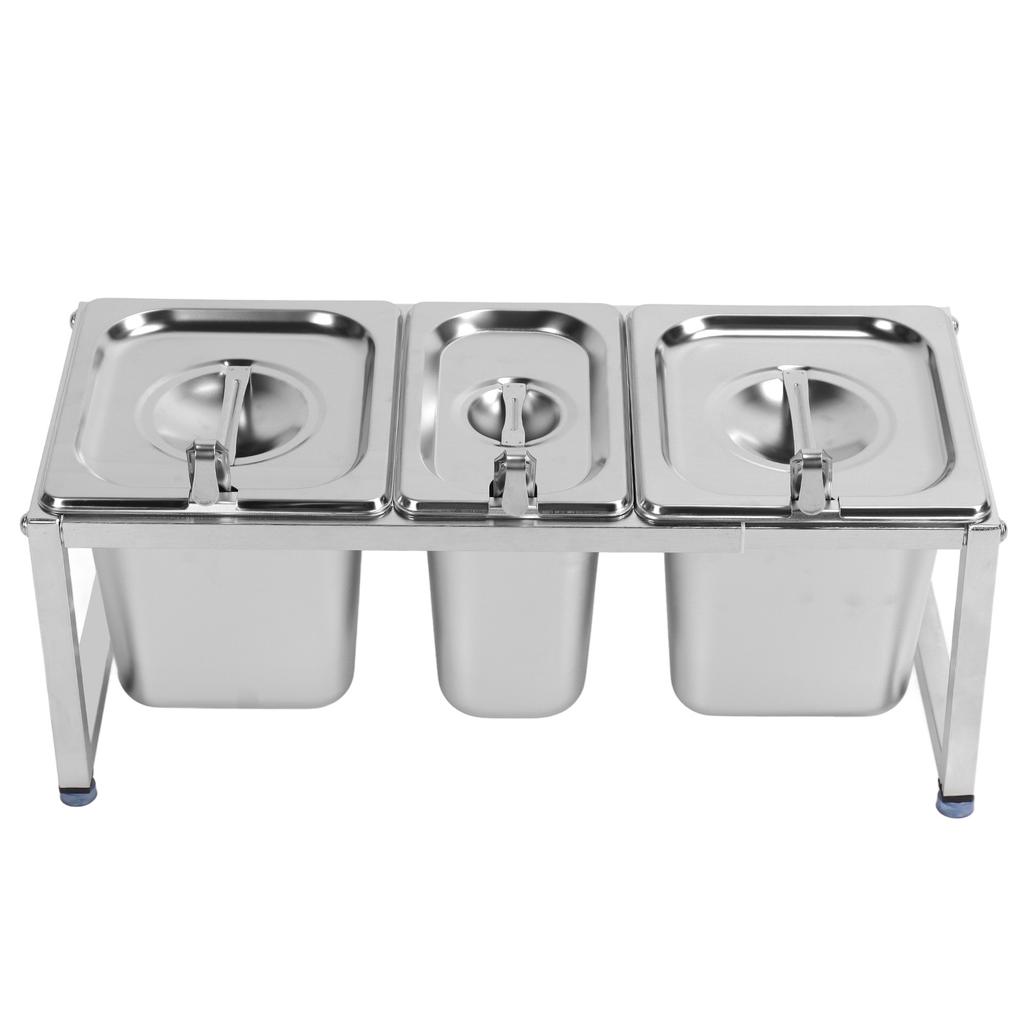 Stainless Steel Telescopic Jam Pot with Holder Condiment Dispenser Rack Milk Tea Shop Jam Basin Stand No.27 2pcs 2.2L