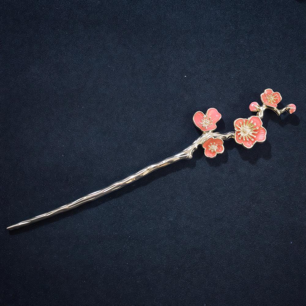 Modern Metal Hair Stick Ink Flower Metal Tassel Hairpin Forks For Women Black Beads Hair Clasp New Chinese Hanfu Hair Jewelry