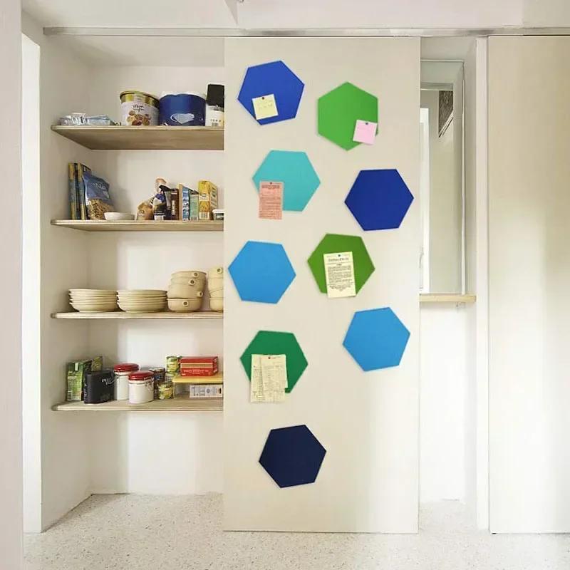 Removable 3D Hexagon Wall Decals Colorful Felt Geometric Shapes for Modern Living Room and Bedroom Wall Art Decor