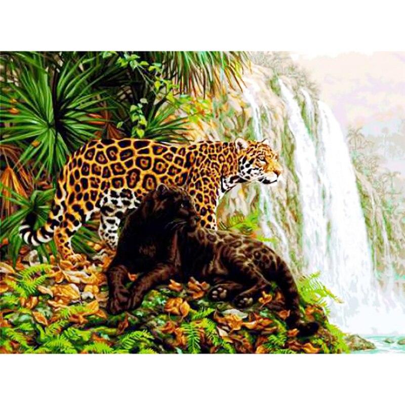 DIY 5D Diamond Painting Leopards Diamond Embroidery Forest Animal Cross Stitch Full Round Drill Resin Home Decor Art Gift