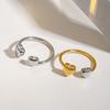 Yori Trendy Heart Golden Ring for Women Stainless Steel High Quality PVD Plated Finger Jewelry Gift Wholesale