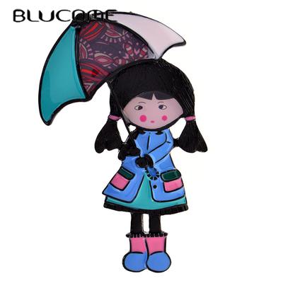 Мила мультяшна дівчина Blucome з брошкою-парасолькою Жіноча брошка для пальто Костюм Сумка Хіджаб Шпильки з накладками Новорічні подарунки