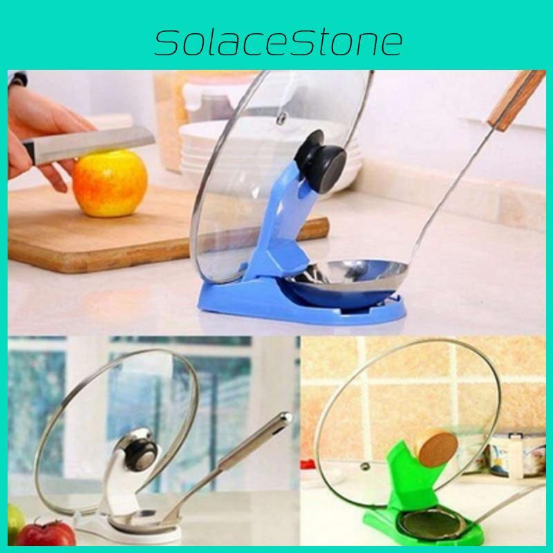 Durable Plastic Kitchen Pan Pot Lid Rack And Cooking Spoon Holder For Effortless Organization