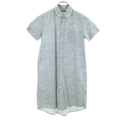 BEAMS BOY WEAR Floral Short Sleeve Shirt Dress Blue Women Used