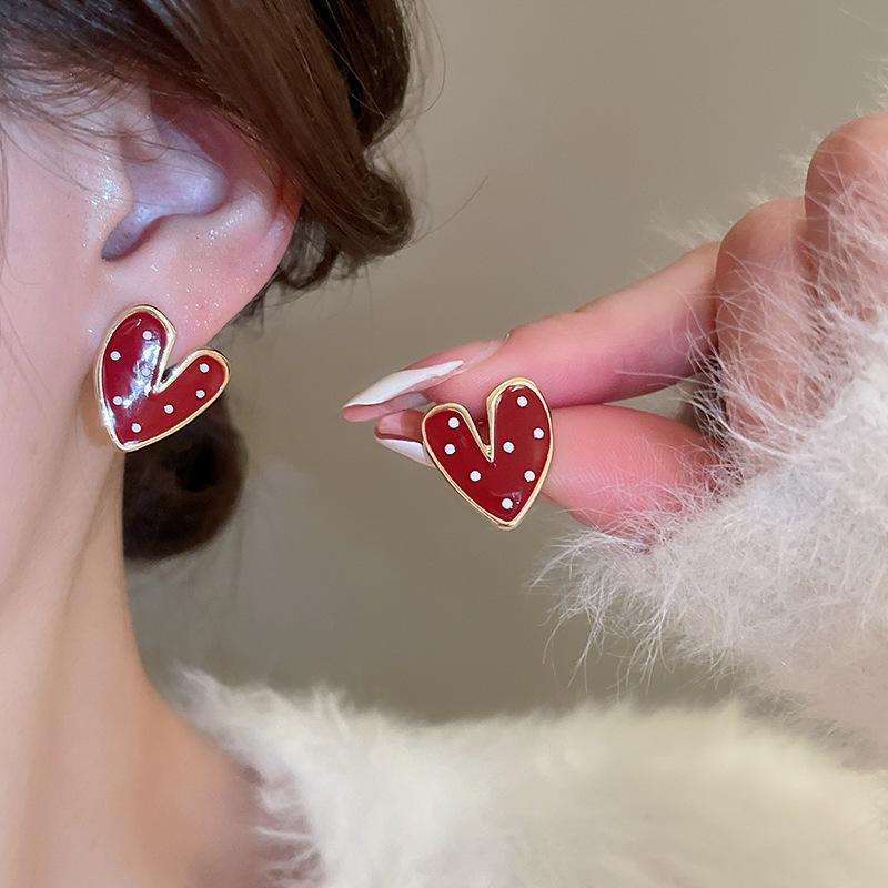 Новый китайский стиль красный бант мешочек для денег замок безопасности змея сокровище серьги ретро серьги-гвоздики новогодние серьги