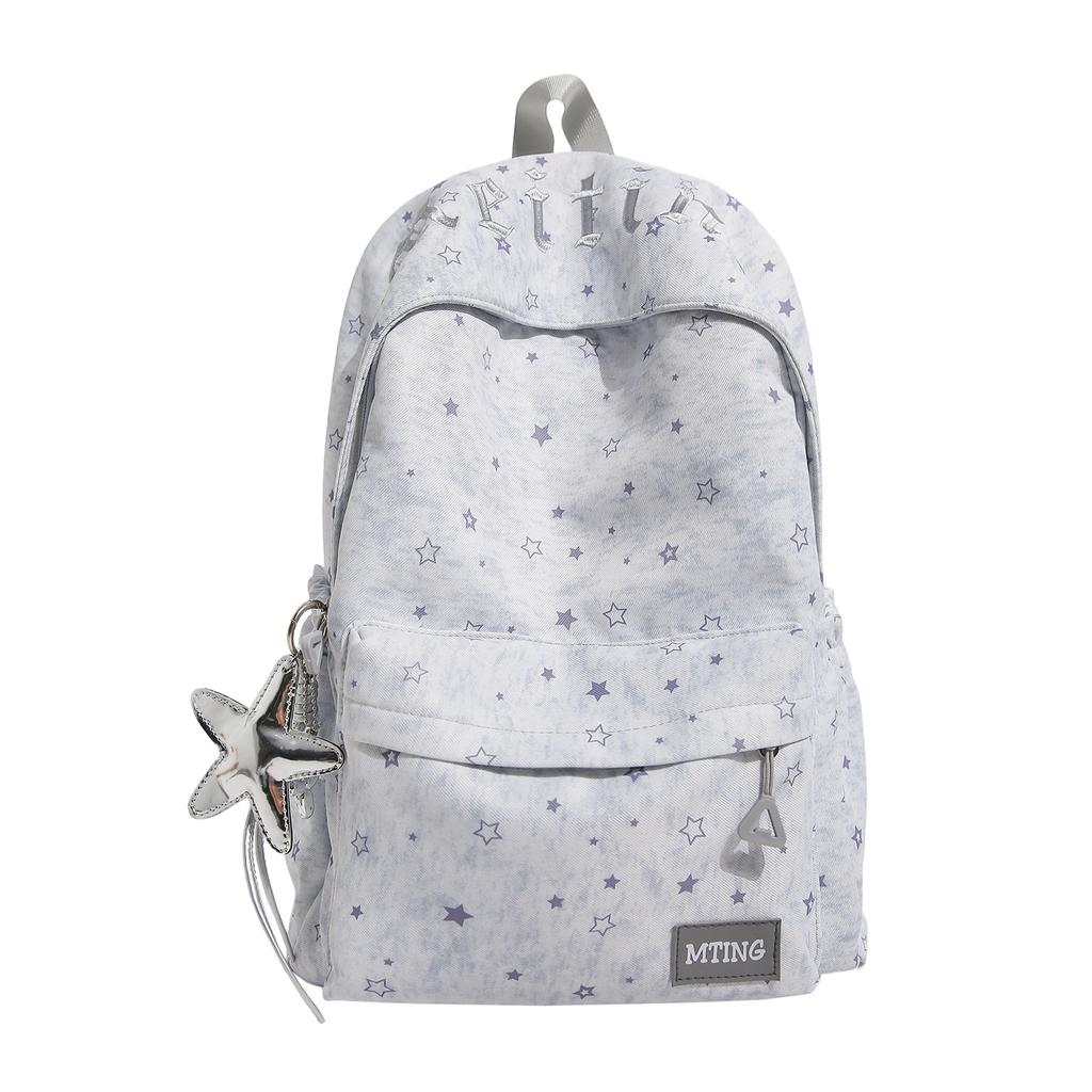 Schoolbag French cold fog tone star full of letters cartoon schoolbag girl school commute travel versatile backpack