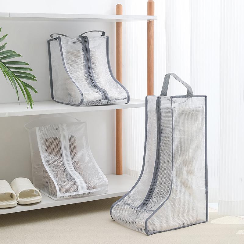 Boot Storage Bag Waterproof Dustproof Transparent Shoes Protection Bag Zippered Portable Boots Pocket Household Travel Storage