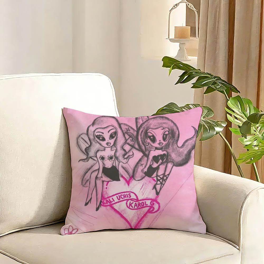 Manana Sera Bonito Cosmetic Case KKarol G Cushion Cover Reversible Plush Pillow Cover Soft Fluffy Home Decor for Sofa Bedroom