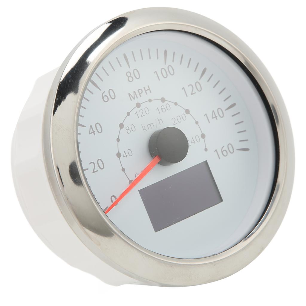 85mm 3.35in GPS Speedometer 0‑160MPH 0‑240KM H LCD Screen IP67 Waterproof Universal for Cars Boats RVs DC9‑32VWhite