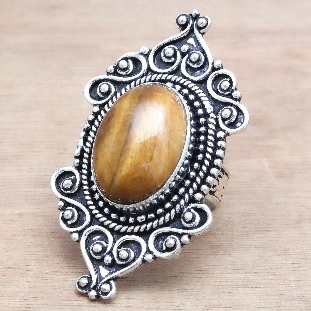 Tiger's Eye Gemstone Handmade Silver Jewelry "7"