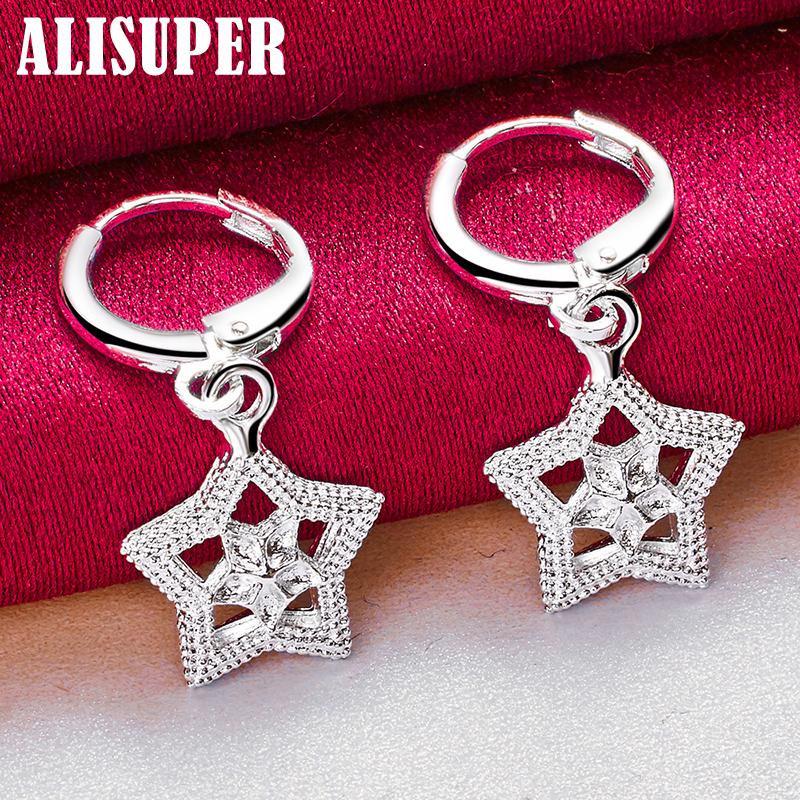 925 Sterling sølv Star Drop øredobber smykker