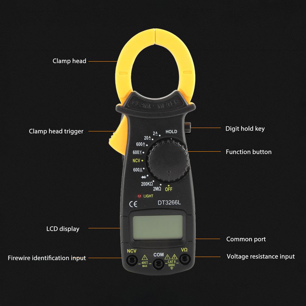 Clamp Meter Digital Clamp Meter Digital Clamp Multimeter LCD Display Clamp Ammeter DT3266L Shipped with included batteries