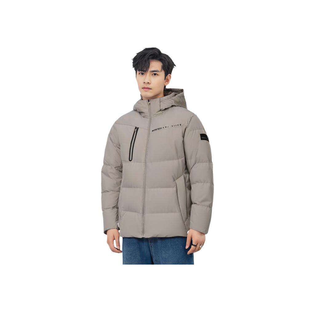 Anta Plain Zip-Up Hooded Down Jacket Men Outerwear Charcoal-Gray 152347910-3