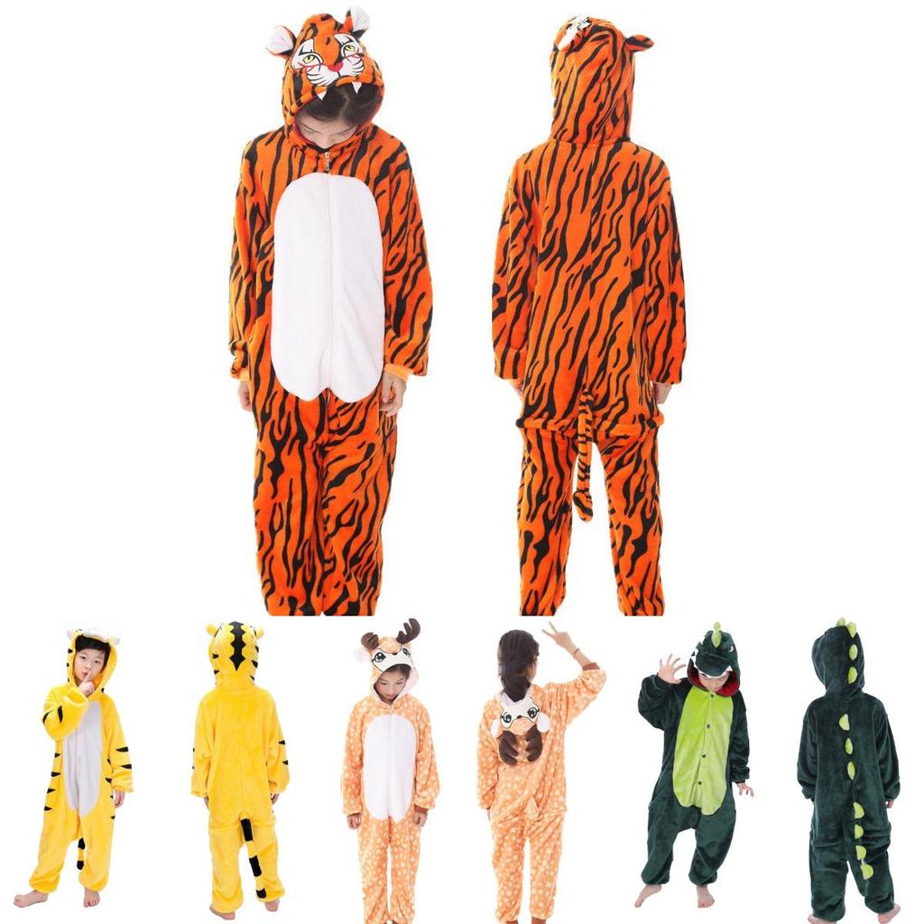 Adorable Animal Flannel Pyjamas For Kids Featuring Cozy Onesie Sleepwear With Pockets