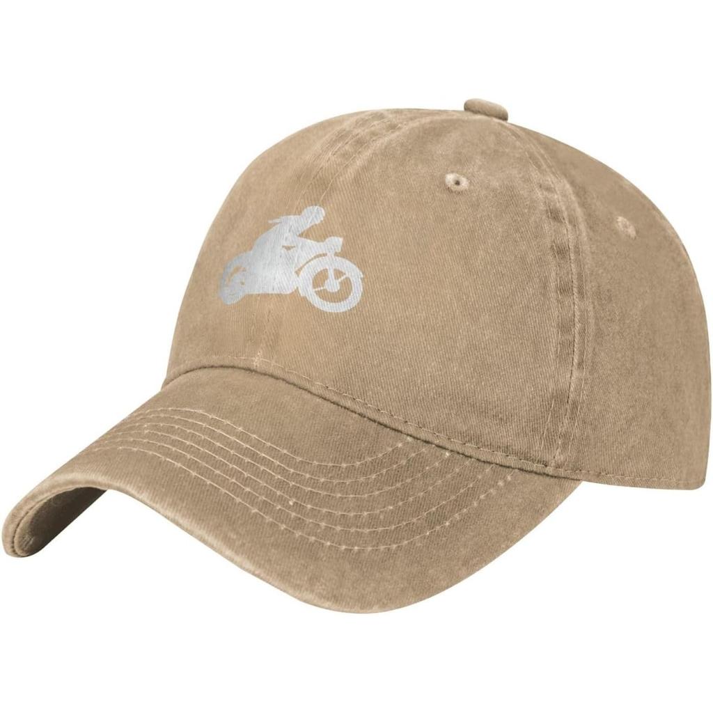 Motorcycle Rider Baseball Cap Washed Cotton Distressed Dad Hat for Unisex Women