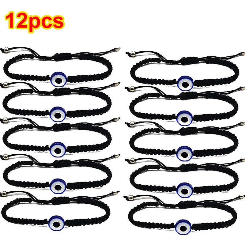 12Pcs/Set Handmade Turkish Lucky Evil Eye Bracelets For Women Men Blue Eyes Braided Red Rope Lucky Bracelet Friendship Jewelry