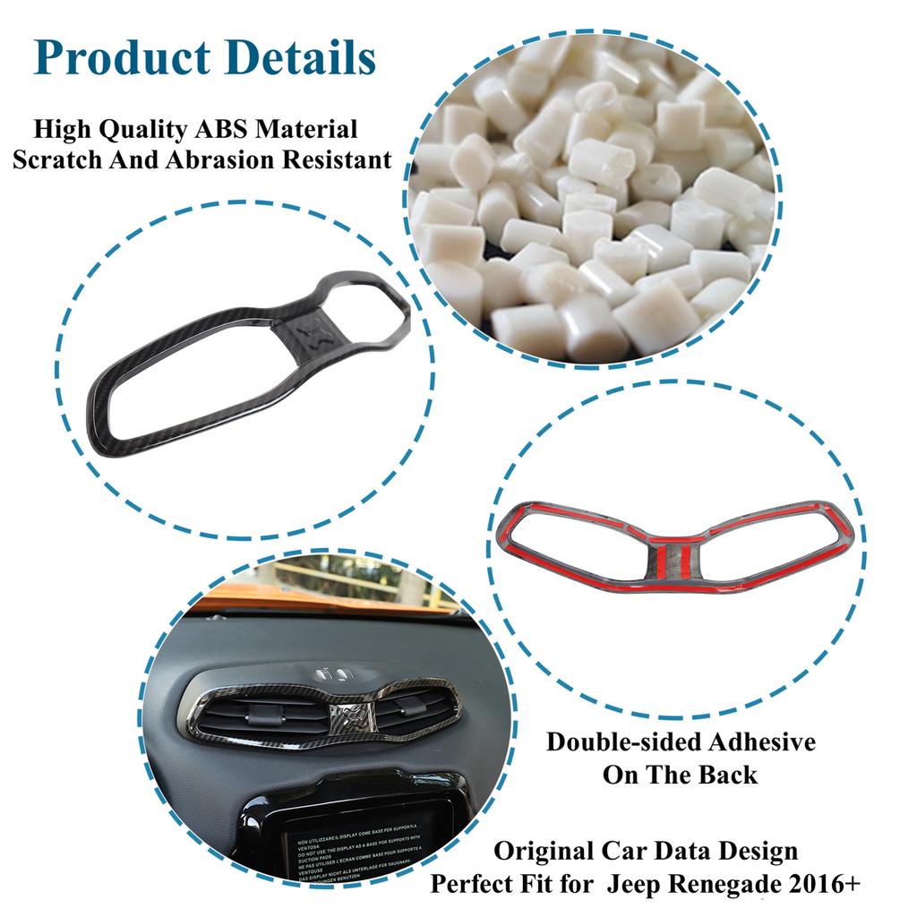 Car Center Air Vent Trim Cover for Jeep Renegade 2016-2022 Conditioning AC Outlet Vent Stickers Interior Mouldings