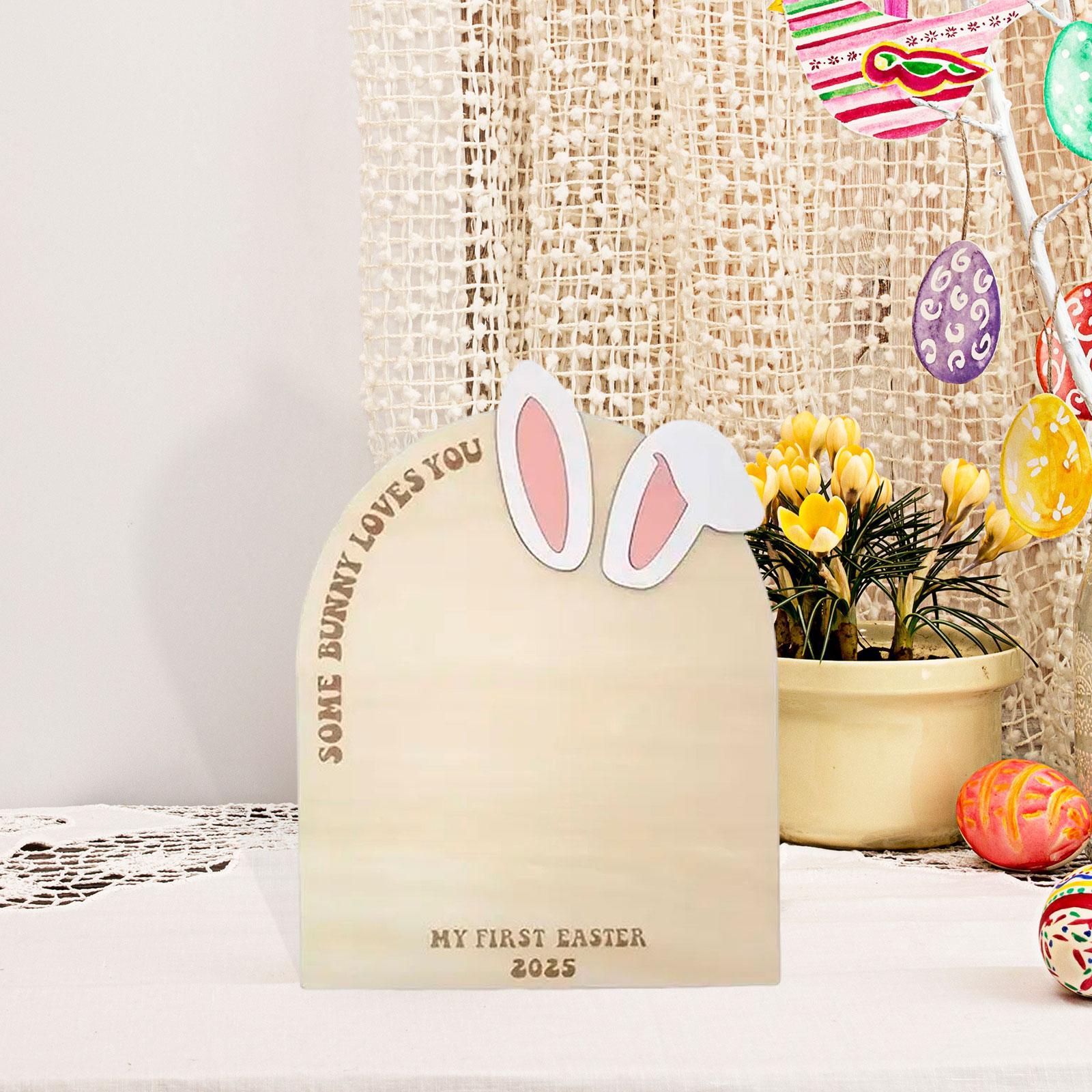 Wooden Baby First Easter DIY Footprint Sign Keepsake Memorial Milestone Card Some Bunny Loves You Creative My First Easter Gift