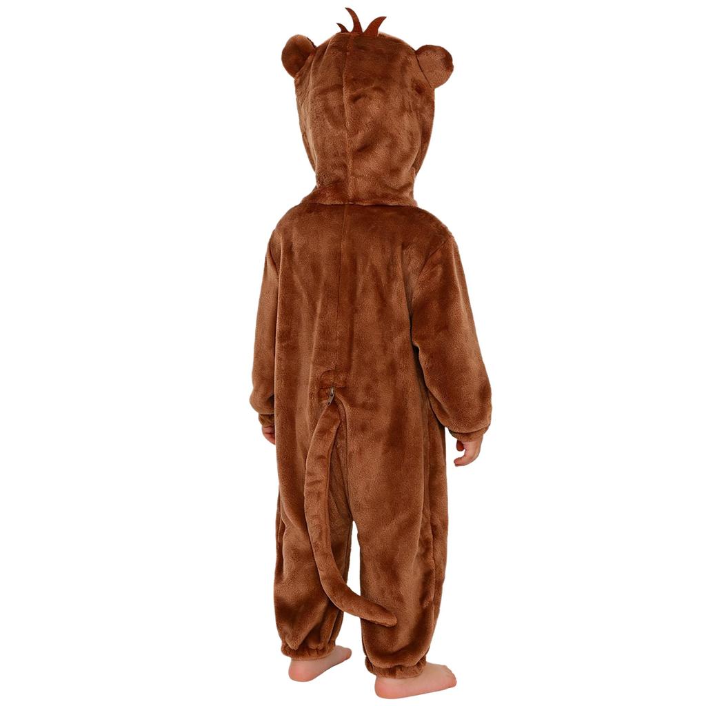 Toddler Animal Jumpsuit Long Sleeve Elastic Cuffs Zip Up Cute Cartoon Hooded 3D Tail Home Casual Wear